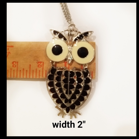 Owl Necklace Silver Plated 14 1/2" Length - Picture 6 of 8